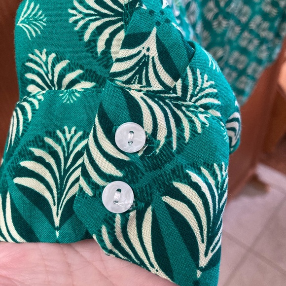 Per Se by Carlisle business casual blouse in vibrant Green Palm leaf Fabric Sz1X - Picture 5 of 11
